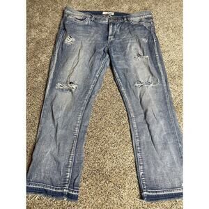 DITTOS Womens Mid Rise Cropped Distressed Jeans Stretch SOFT! Size 32